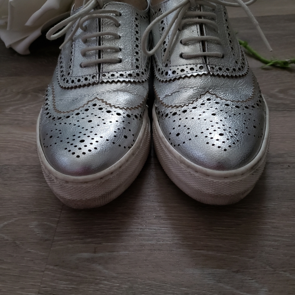 Oxford Platform Sneakers Leather Cutout  8/38 - Picture 4 of 7